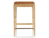 H60 cm designer bar stool natural tint wood, caramel leather seat H60 cm designer bar stool natural tint wood, caramel leather seat