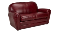 Canapé club cuir 2 places rouge carmin accoudoirs passepoil