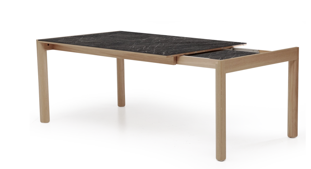 Table extensible 8 à 12 personnes en chêne et céramique allonges céramique bois teinte naturelle et céramique effet marbre gris 160x100 cm Table extensible 8 à 12 personnes en chêne et céramique allonges céramique bois teinte naturelle et céramique effet marbre gris 160x100 cm
