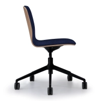 Chaise de bureau design pied métal noir à roulette assise tissu bleu profond Chaise de bureau design pied métal noir à roulette assise tissu bleu profond
