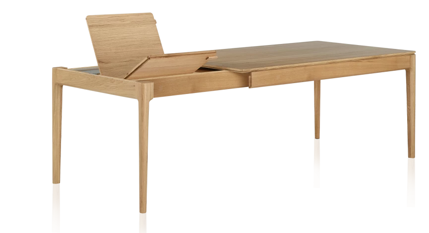 Table extensible en chêne 8 à 10 personnes avec plateau et allonges bois teinte naturelle 180x90 cm
