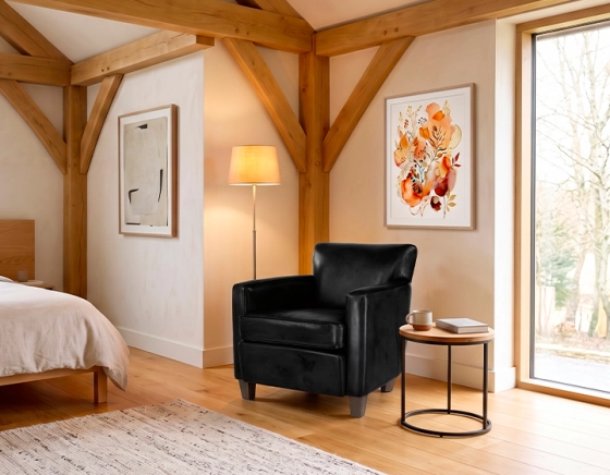 Leather club armchair black