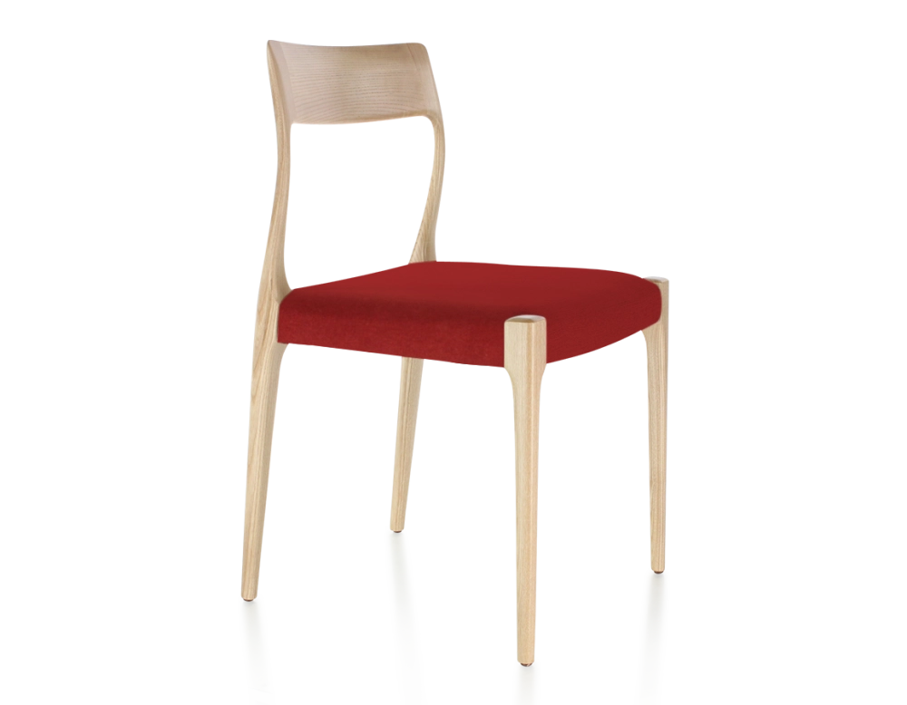 Chaise scandinave bois teinte naturelle assise tissu bordeaux Chaise scandinave bois teinte naturelle assise tissu bordeaux