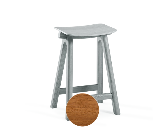 Oak bar stool H60 cm cherry-stained wood