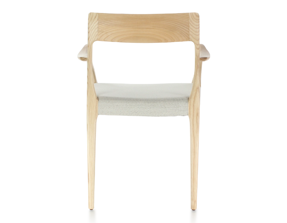 Scandinavian armchair with armrests natural stained wood seat natural beige fabric Scandinavian armchair with armrests natural stained wood seat natural beige fabric