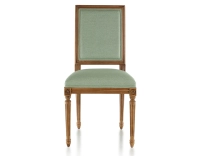 Chaise ancienne style Louis XVI bois teinte ancienne et tissu vert sauge Chaise ancienne style Louis XVI bois teinte ancienne et tissu vert sauge