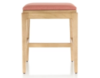 H45 cm design stool natural wood stain coral pink fabric seat H45 cm design stool natural wood stain coral pink fabric seat
