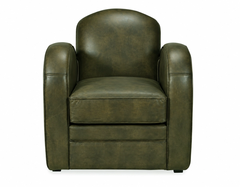 Fauteuil club cuir vert olive