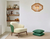 Fauteuil design tissu vert forêt et crème