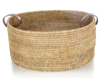 Panier de rangement en rotin naturel anses en cuir petit modèle Panier de rangement en rotin naturel anses en cuir petit modèle
