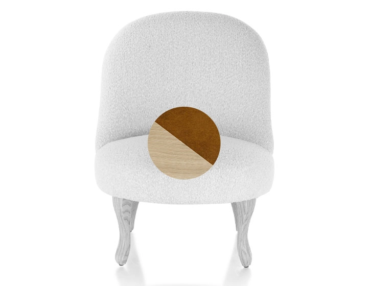 Fauteuil crapaud sans accoudoirs pieds bois teinte naturelle et tissu velours bronze Fauteuil crapaud sans accoudoirs pieds bois teinte naturelle et tissu velours bronze