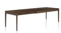 Table extensible en chêne avec plateau et allonges bois teinte marron foncé 140x90 cm