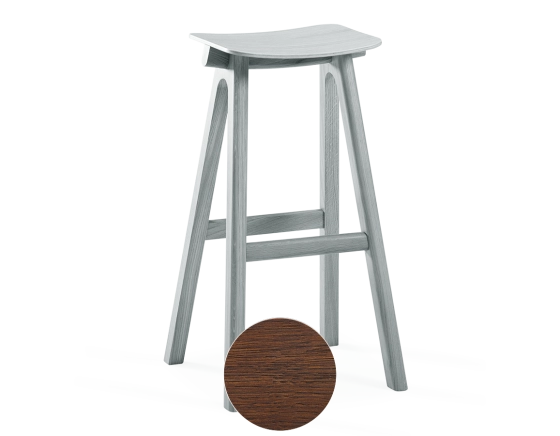 Tabouret de bar en chêne H80 cm bois teinte marron foncé