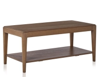 Rectangular oak coffee table with shelf walnut stain 100x50 cm Rectangular oak coffee table with shelf walnut stain 100x50 cm