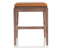 H45 cm design stool walnut-stained wood, caramel leather seat H45 cm design stool walnut-stained wood, caramel leather seat