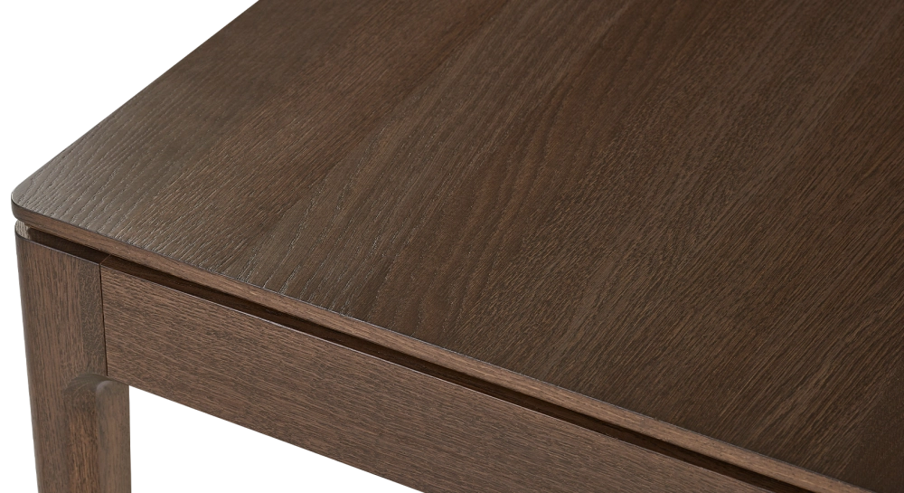 Extendable oak table for 8 to 12 people with dark brown stained wood top and extensions 180x100 cm Extendable oak table for 8 to 12 people with dark brown stained wood top and extensions 180x100 cm