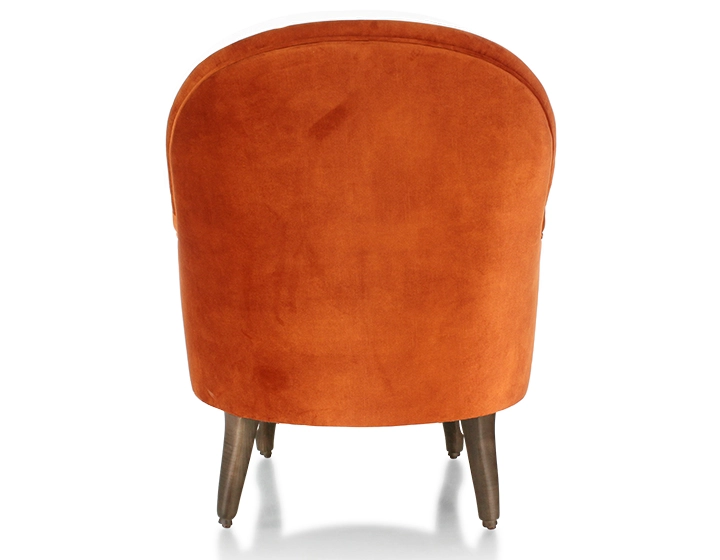 Toad armchair with armrests walnut-stained wooden legs and terracotta velvet fabric Toad armchair with armrests walnut-stained wooden legs and terracotta velvet fabric