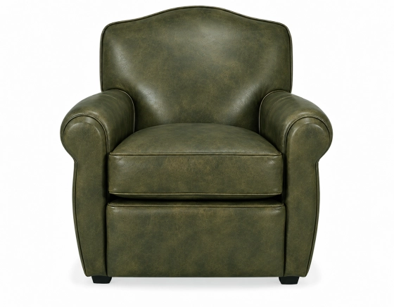 Sillón club de piel verde oliva