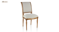 Chaise ancienne style directoire bois teinte ancienne et tissu beige naturel