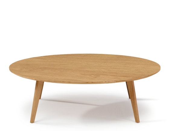 Table basse ronde en chêne plateau bois F1 teinte naturelle 100x100x30 cm