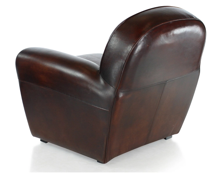 Leather club armchair dark brown studded armrests