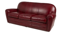 Canapé club cuir 3 places rouge carmin accoudoirs passepoil