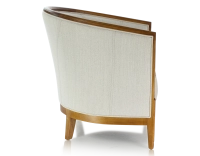 Fauteuil ancien accoudoirs moulurés bois teinte ancienne et tissu beige naturel Fauteuil ancien accoudoirs moulurés bois teinte ancienne et tissu beige naturel