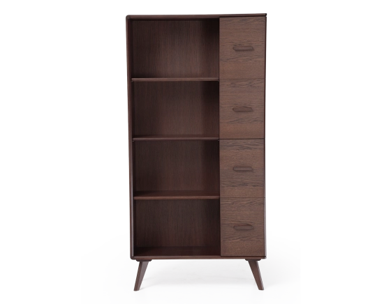 Oak bookcase dark brown stained wood