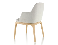 Chaise design avec accoudoirs bois teinte naturelle et tissu beige naturel Chaise design avec accoudoirs bois teinte naturelle et tissu beige naturel