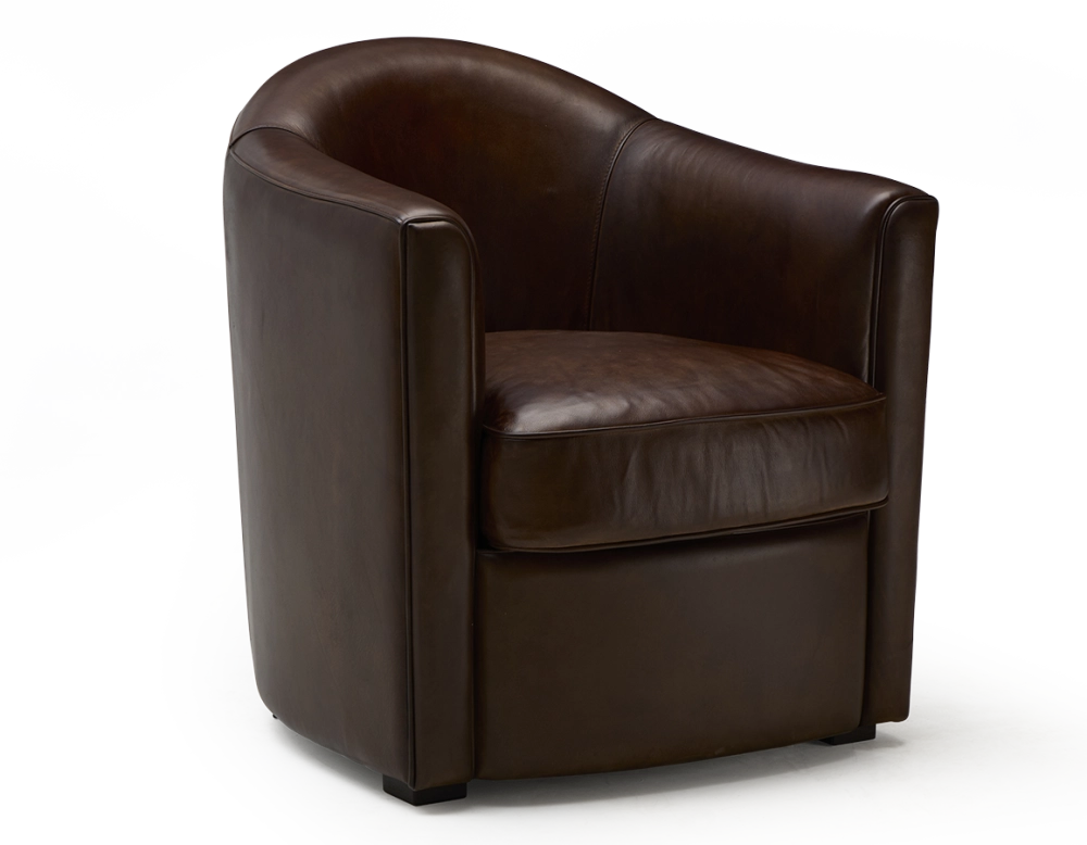 Fauteuil club cuir marron soutenu Fauteuil club cuir marron soutenu