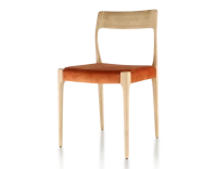 Chaise scandivave bois teinte naturelle assise tissu velours terracotta