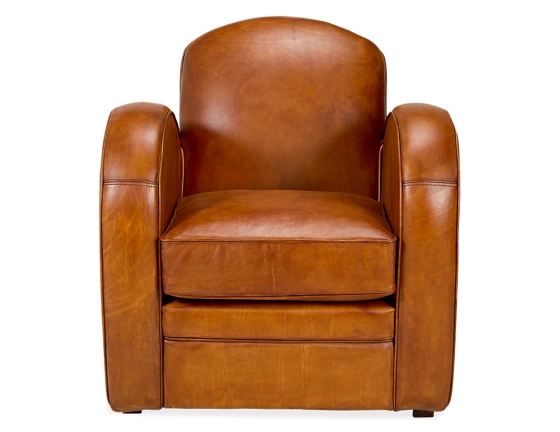 Fauteuil club cuir marron clair