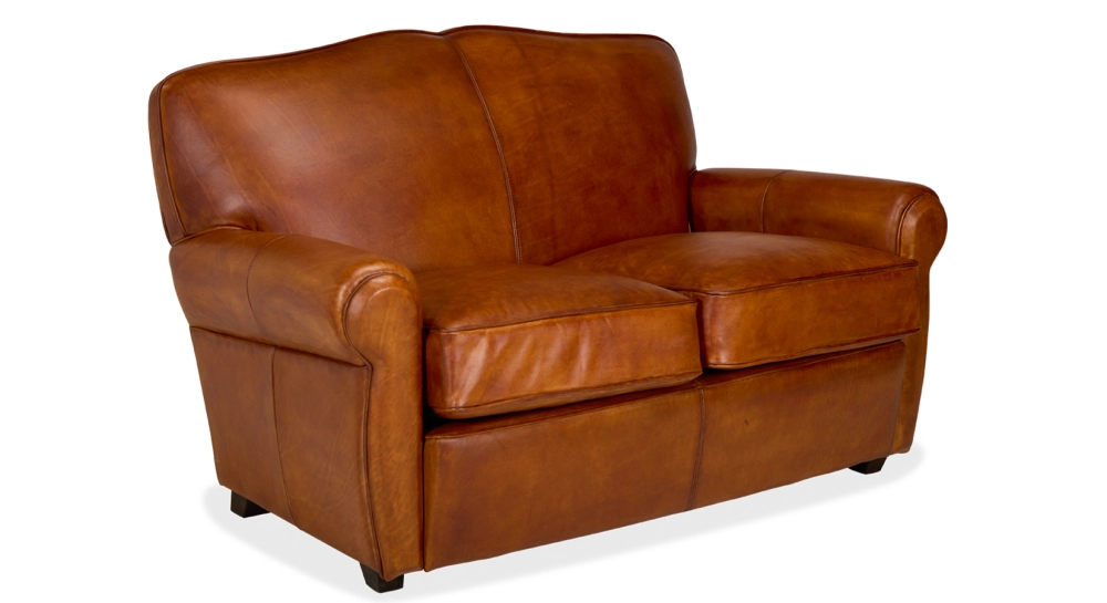Canapé club cuir 2 places marron clair Canapé club cuir 2 places marron clair