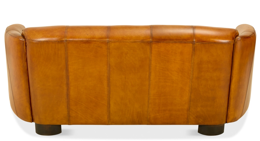 Sofá club de piel de 3 plazas coñac