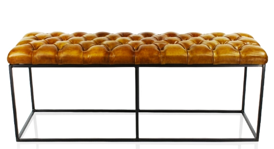 Chesterfield leather bench cognac