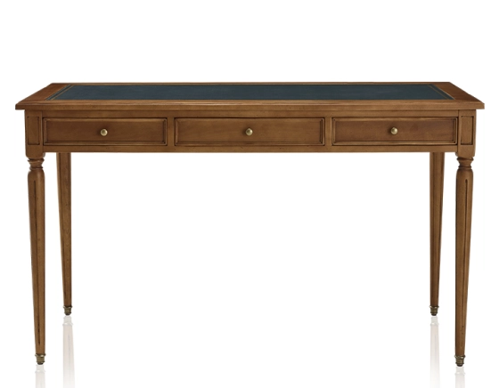 Bureau ancien style Louis XVI plateau cuir vert L130 cm