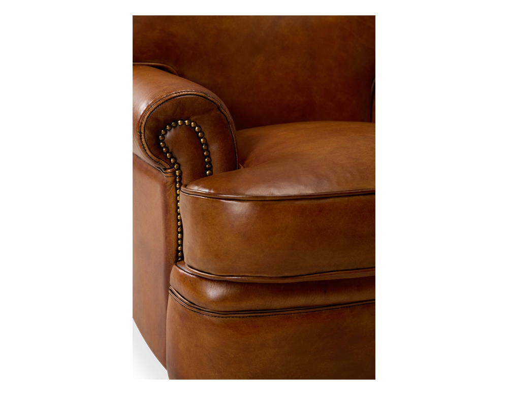 Fauteuil club cuir marron clair Fauteuil club cuir marron clair