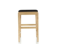 Taburete de bar de diseño H60 cm madera tinte natural asiento piel ébano
