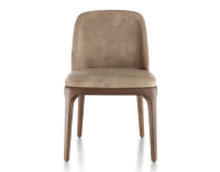 Designer chair dark brown stained wood and light taupe velvet fabric Designer chair dark brown stained wood and light taupe velvet fabric