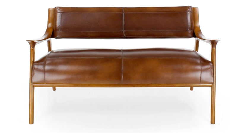 Canapé scandinave cuir 2 places marron vintage Canapé scandinave cuir 2 places marron vintage