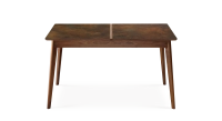 Table extensible 6 à 8 personnes en noyer et céramique allonges bois avec bois teinte naturelle et plateau céramique brun oxydé