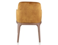 Chaise design avec accoudoirs bois teinte noyer et tissu velours bronze Chaise design avec accoudoirs bois teinte noyer et tissu velours bronze