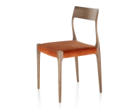 Scandinavian chair walnut-stained wood, terracotta velvet seat Scandinavian chair walnut-stained wood, terracotta velvet seat