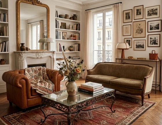 Chesterfield leather armchair cognac studded armrests