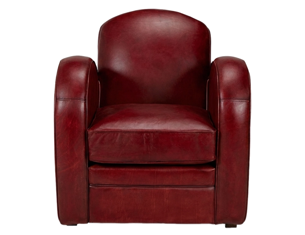 Sillón club de piel rojo carmín