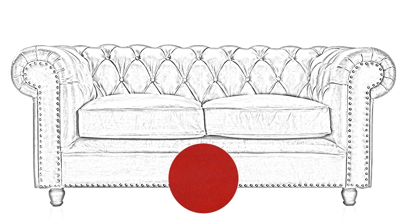 2 seater Chesterfield leather sofa red studded armrests 2 seater Chesterfield leather sofa red studded armrests