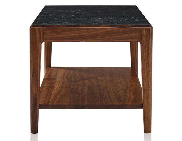 Table basse rectangulaire en noyer et céramique avec tablette en bois teinte naturelle plateau céramique effet ardoise 100x50 cm Table basse rectangulaire en noyer et céramique avec tablette en bois teinte naturelle plateau céramique effet ardoise 100x50 cm