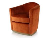 Fauteuil club tissu tissu velours terracotta socle bois effet laiton Fauteuil club tissu tissu velours terracotta socle bois effet laiton
