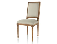 Chaise ancienne style Louis XVI tissu chevron beige