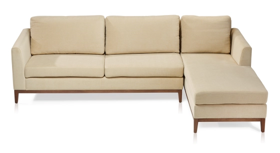 Right hand corner sofa with chaise longue, 4/5 seats cream fabric (2.5G - MD)